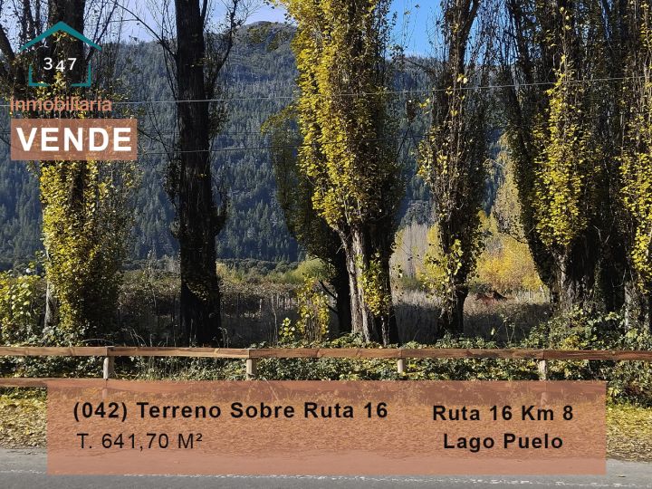 (042) LAGO PUELO (sobre frente a la Ruta 16)Terreno 640mtrs2