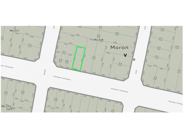 Lote de 250 m2 sobre Avenida Sarmiento entre España e Italia, en Castelar.